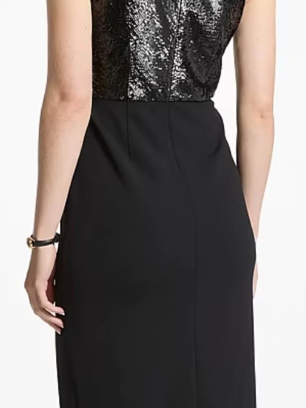 MICHAEL KORS SEQUINED TOP CREPE SKIRT HALTER TOP COCKTAIL DRESS